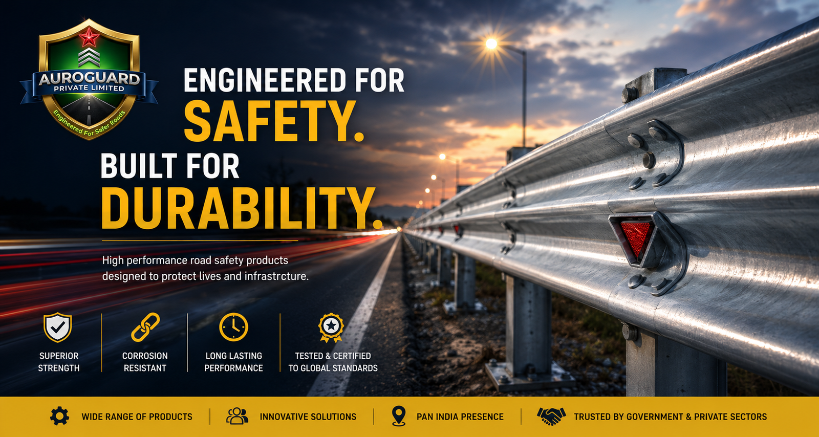 Auroguard engineered for safety and durability road barrier banner